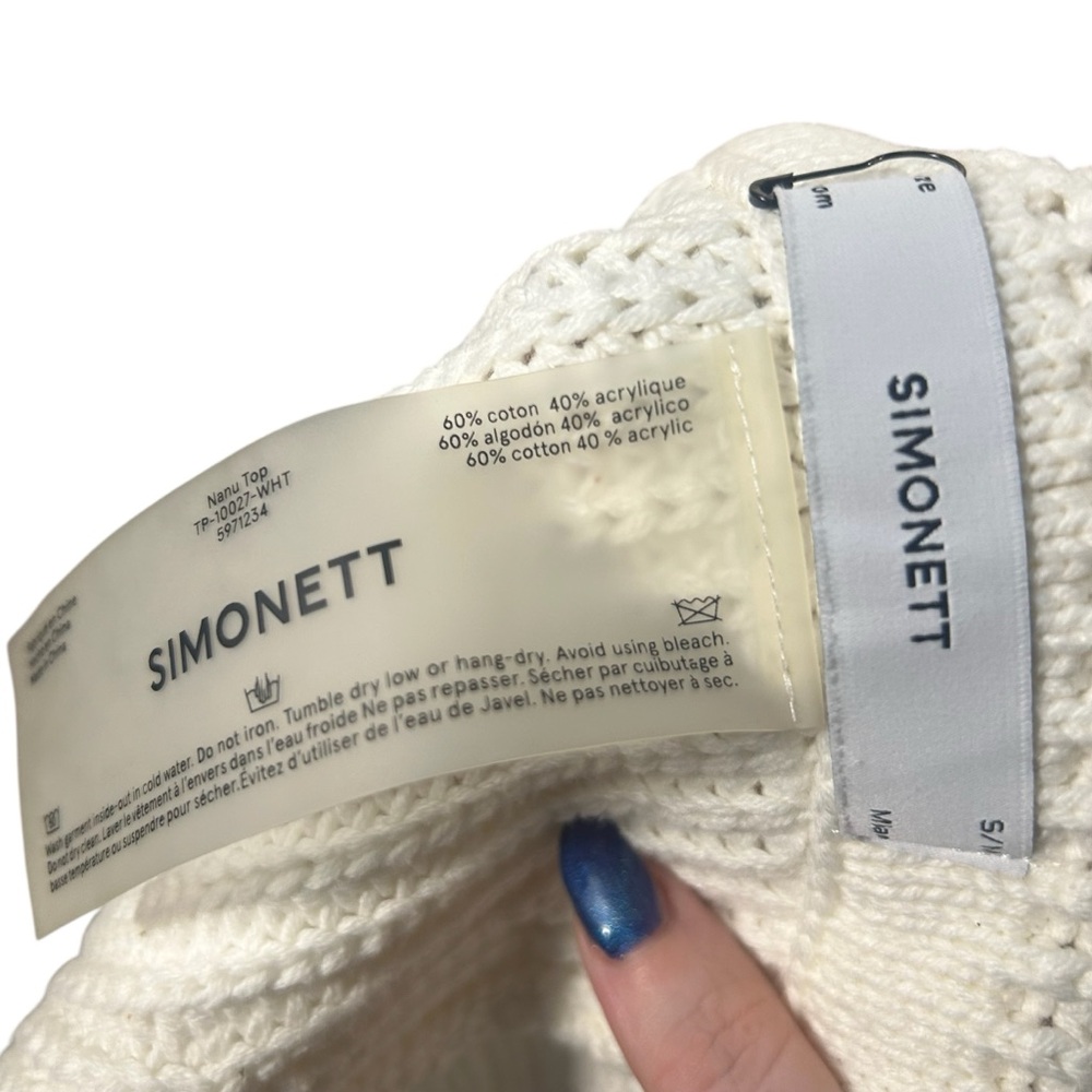 Simonett Cream Ribbed Knit Wrap Crop Top - Picture 5 of 5